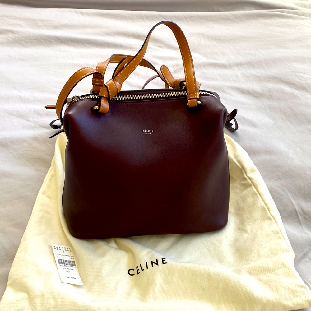 Celine small soft cube bag Berry Burgundy